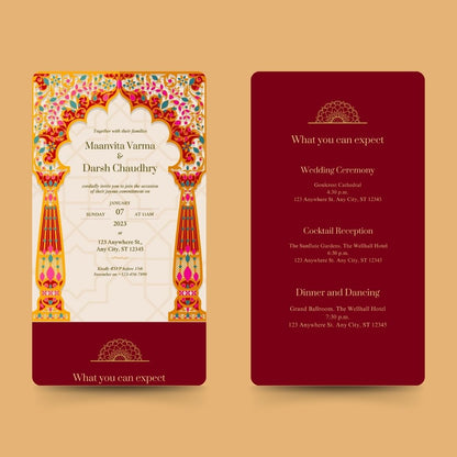 Digital Vibrant Indian Wedding RSVP Website & Save the Date Bundle – Editable PDF + Mini Website