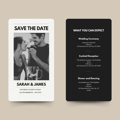 Save the Date Digital Wedding RSVP Website & Editable PDF Template