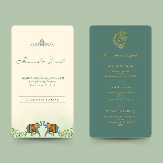 Hindu & Punjabi Wedding RSVP Website – Digital Save the Date Template + Editable PDF