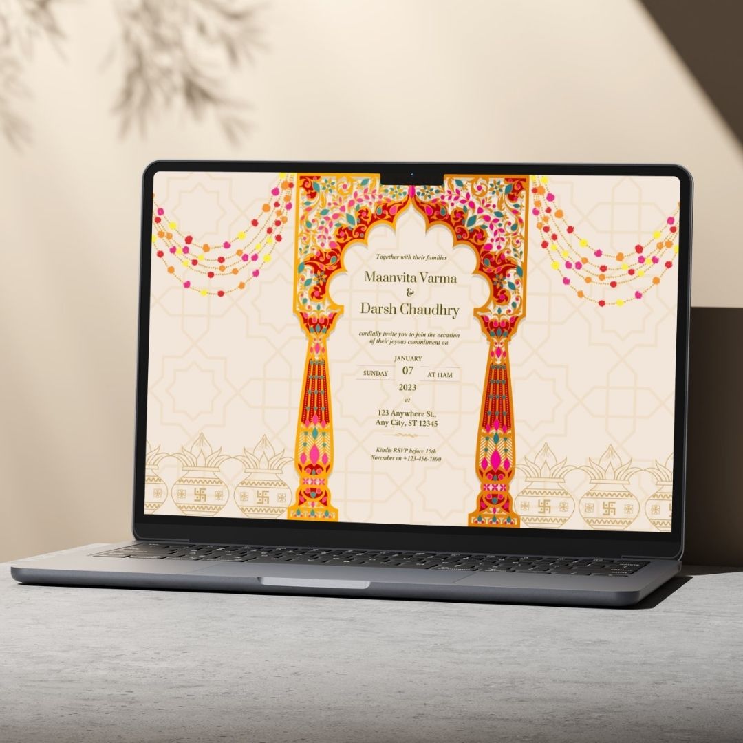 Digital Vibrant Indian Wedding RSVP Website & Save the Date Bundle – Editable PDF + Mini Website